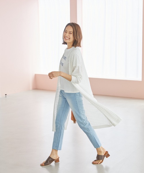 Rewde（ルゥデ）の「クロシェ風ロングニットカーディガン（1R14-04181）（カーディガン/ボレロ・レディース・ホワイト/ベージュ/ネイビー・M）」の2枚目の写真