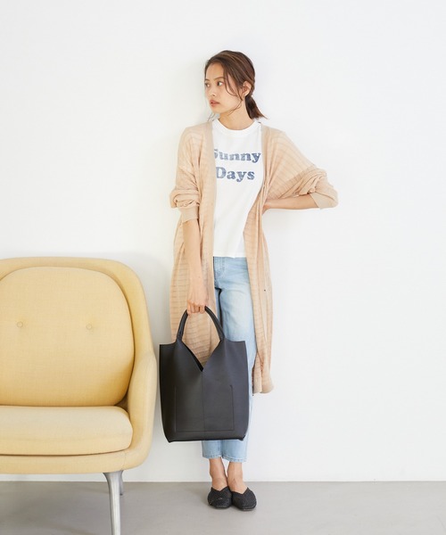 Rewde（ルゥデ）の「クロシェ風ロングニットカーディガン（1R14-04181）（カーディガン/ボレロ・レディース・ホワイト/ベージュ/ネイビー・M）」の4枚目の写真