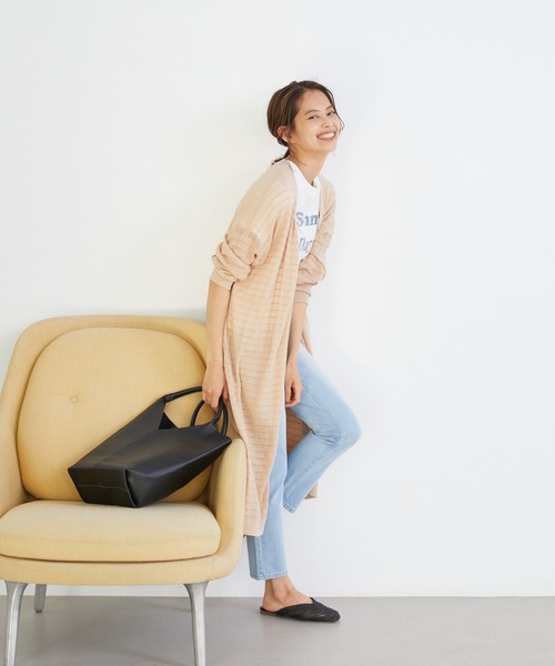 Rewde（ルゥデ）の「クロシェ風ロングニットカーディガン（1R14-04181）（カーディガン/ボレロ・レディース・ホワイト/ベージュ/ネイビー・M）」の12枚目の写真