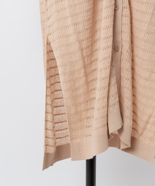 Rewde（ルゥデ）の「クロシェ風ロングニットカーディガン（1R14-04181）（カーディガン/ボレロ・レディース・ホワイト/ベージュ/ネイビー・M）」の5枚目の写真