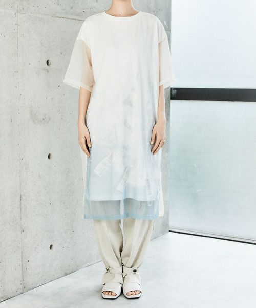 Nota ノータ のファッション ワンピース シアーレイヤード転写プリントワンピース ワンピース Packrite Com