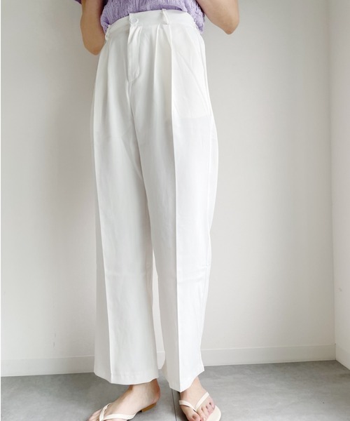 Alite cloth（アリーテクロス）の「ウエストバックゴム美脚センタープレスタックセミワイドパンツ（スラックス・レディース・ライトグレー/ホワイト/ブラック/ベージュ・M/S）」の12枚目の写真