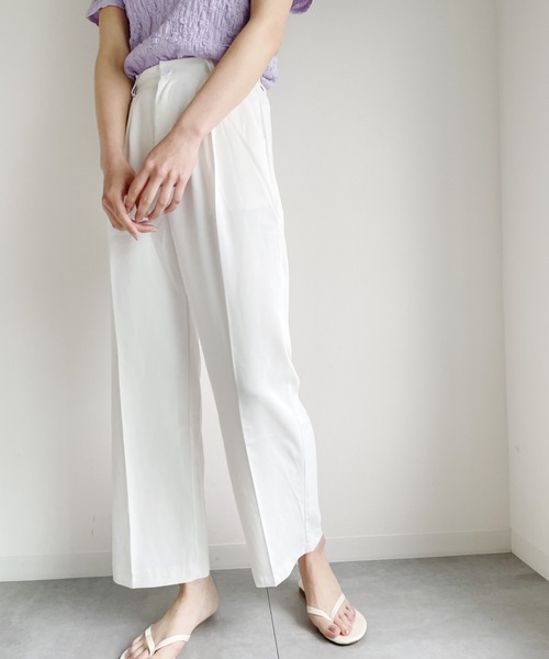 Alite cloth（アリーテクロス）の「ウエストバックゴム美脚センタープレスタックセミワイドパンツ（スラックス・レディース・ライトグレー/ホワイト/ブラック/ベージュ・M/S）」の13枚目の写真