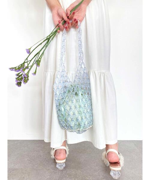 Honey Salon（ハニーサロン）の「ビーズバッグ（ショルダーバッグ・レディース・ライトブルー/クリア・FREE）」の3枚目の写真