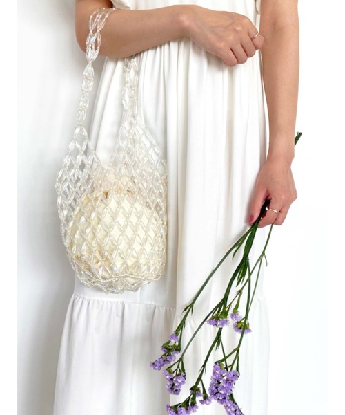 Honey Salon（ハニーサロン）の「ビーズバッグ（ショルダーバッグ・レディース・ライトブルー/クリア・FREE）」の2枚目の写真