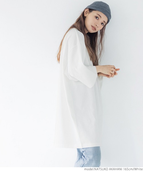 coca(coca)(コカ)の「ヘビーウェイポケット付きオーバーチュニックT(Tシャツ/カットソー・レディース・ホワイト/ブラック/ベージュ/カーキ・ONE SIZE)」の17枚目の写真