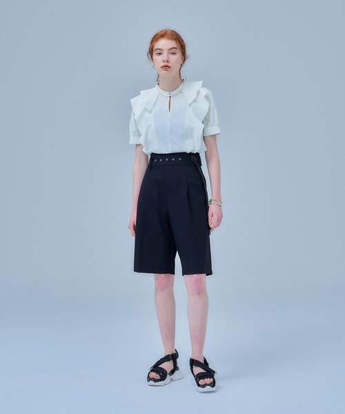 UNITED TOKYO（ユナイテッドトウキョウ）の「ドライトロハーフパンツ（スラックス・レディース・ブラック/ブルー・1/2）」の19枚目の写真