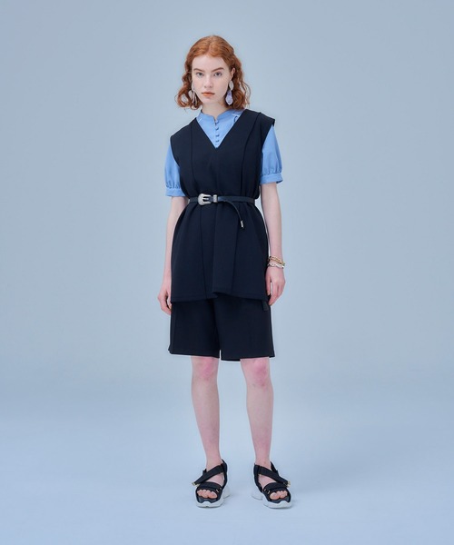 UNITED TOKYO（ユナイテッドトウキョウ）の「ドライトロハーフパンツ（スラックス・レディース・ブラック/ブルー・1/2）」の22枚目の写真