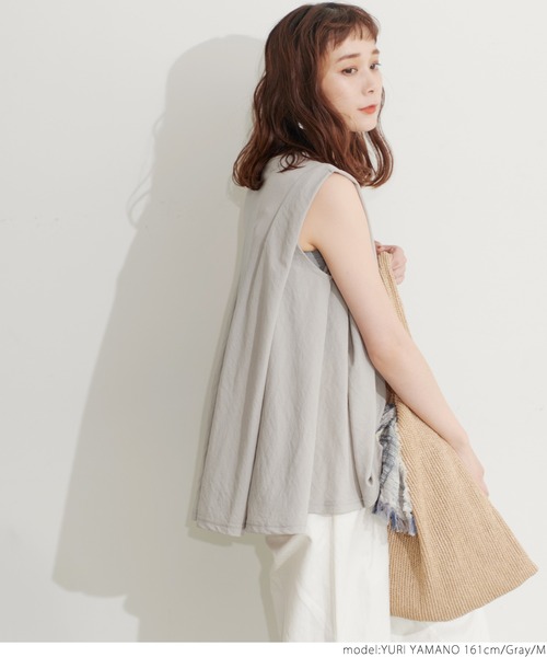 coca(coca)(コカ)の「ひんやりタッチとろみノースリーブブラウス(シャツ/ブラウス・レディース・ブラック/グレー・M/L)」の7枚目の写真