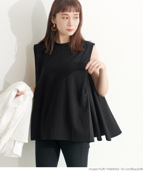 coca(coca)(コカ)の「ひんやりタッチとろみノースリーブブラウス(シャツ/ブラウス・レディース・ブラック/グレー・M/L)」の9枚目の写真