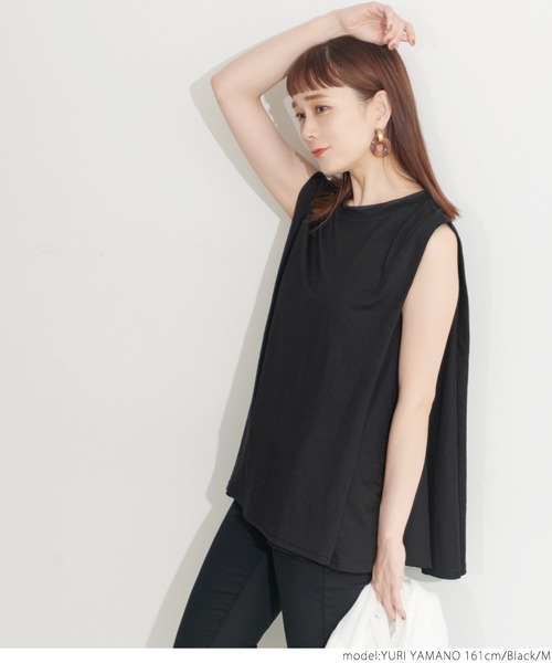 coca(coca)(コカ)の「ひんやりタッチとろみノースリーブブラウス(シャツ/ブラウス・レディース・ブラック/グレー・M/L)」の11枚目の写真