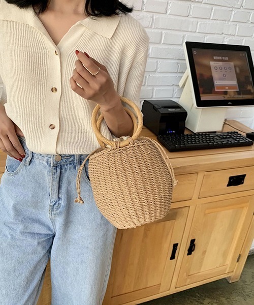 SVEC（シュベック）の「ペーパー サークル ハンドル かごバッグ（かごバッグ・レディース・ベージュ・FREE）」の2枚目の写真