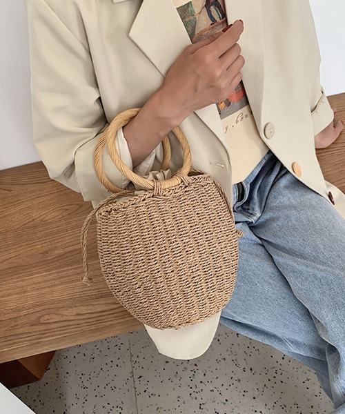 SVEC（シュベック）の「ペーパー サークル ハンドル かごバッグ（かごバッグ・レディース・ベージュ・FREE）」の5枚目の写真