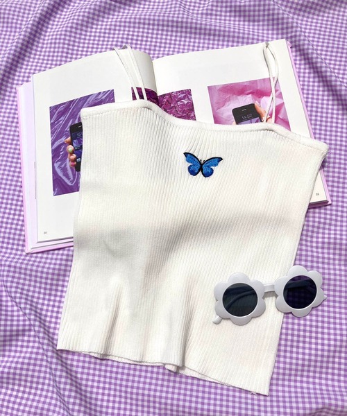 WC（ダブル シー）の「バタフライキャミソール（キャミソール・レディース・ホワイト/ブルー/ライトパープル・FREE）」の2枚目の写真