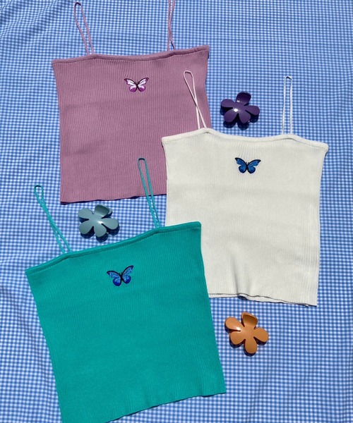 WC（ダブル シー）の「バタフライキャミソール（キャミソール・レディース・ホワイト/ブルー/ライトパープル・FREE）」の6枚目の写真