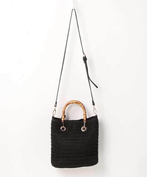 STRAWBERRY-FIELDS（ストロベリーフィールズ）の「ラッセルシートバンブーハンドル　バッグ（ハンドバッグ・レディース・オフホワイト/ブラック・FREE）」の3枚目の写真