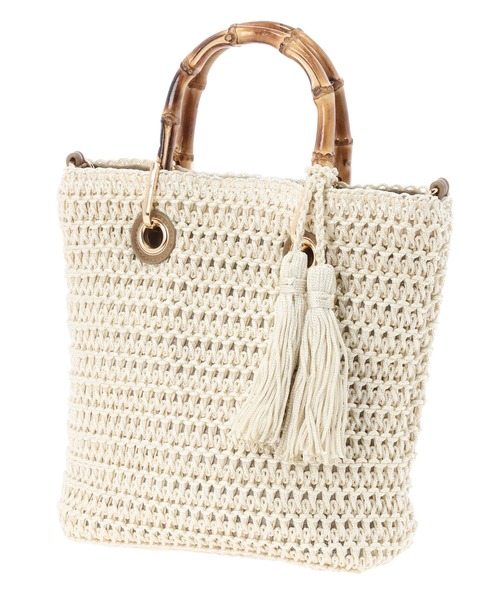 STRAWBERRY-FIELDS（ストロベリーフィールズ）の「ラッセルシートバンブーハンドル　バッグ（ハンドバッグ・レディース・オフホワイト/ブラック・FREE）」の2枚目の写真