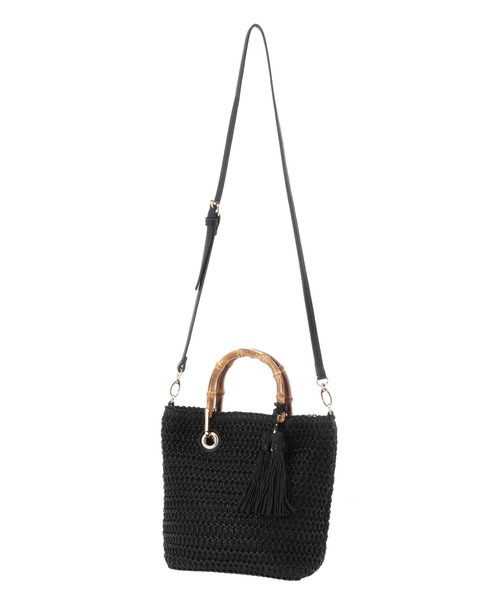 STRAWBERRY-FIELDS（ストロベリーフィールズ）の「ラッセルシートバンブーハンドル　バッグ（ハンドバッグ・レディース・オフホワイト/ブラック・FREE）」の14枚目の写真