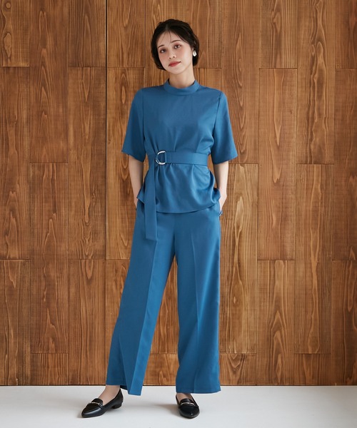 AIMER(エメ)の「ベルト付スタンドネックパンツセットアップ(セットアップ・レディース・ブラック/ベージュ/ブルー・MEDIUM)」の12枚目の写真