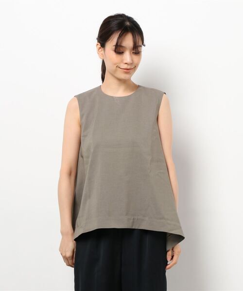 Sig FREAK'S STORE（シグフリークスストア）の「●Sig FREAK'S STORE/シグ フリークス ストア　リネンライクノースリーブトップス（シャツ/ブラウス・レディース・ベージュ/オリーブ/オレンジ・SMALL/MEDIUM）」の2枚目の写真