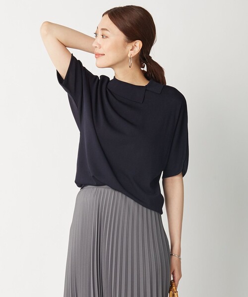 J.PRESS Ladies(J.プレス レディス)の「【洗える】レーヨンストレッチ ロールネックニット(ニット/セーター・レディース・ネイビー系/ベージュ系/ピンク系/スモーキーグリーン系・SMALL)」の3枚目の写真