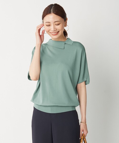 J.PRESS Ladies(J.プレス レディス)の「【洗える】レーヨンストレッチ ロールネックニット(ニット/セーター・レディース・ネイビー系/ベージュ系/ピンク系/スモーキーグリーン系・SMALL)」の2枚目の写真