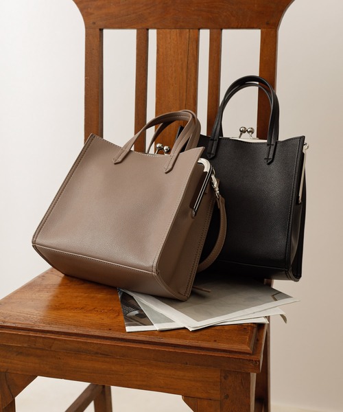 COLONY 2139（コロニートゥーワンスリーナイン）の「がま口トートバッグ/ショルダーバッグ（トートバッグ・レディース・モカ/ブラック×シルバー/ブラック×ゴールド・FREE）」の4枚目の写真