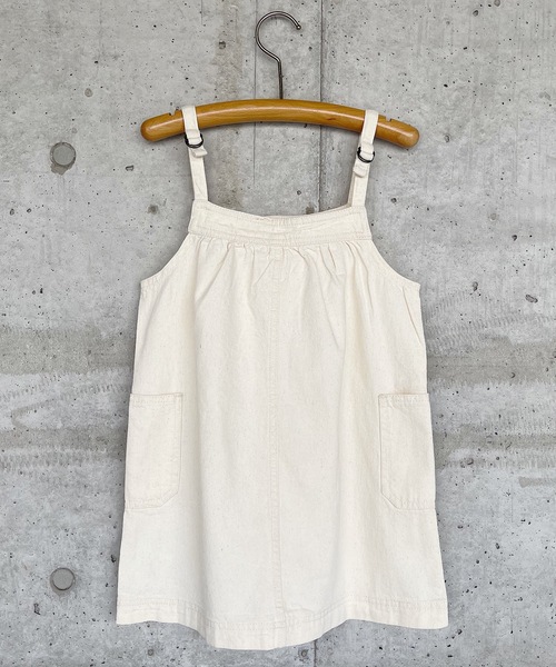 Life Support Products（ライフサポートプロダクツ）の「【COTTON from U.S.A】デニムキャミワンピース（80～160cm）（ワンピース・キッズ・キナリ/ストライプ/ネイビー・90/100/110/120/80/130/95/140/150/160）」の6枚目の写真