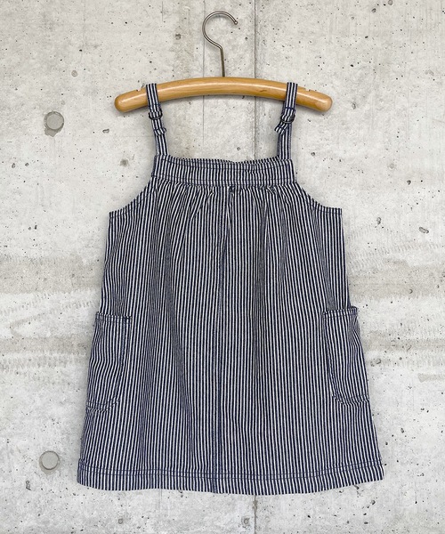 Life Support Products（ライフサポートプロダクツ）の「【COTTON from U.S.A】デニムキャミワンピース（80～160cm）（ワンピース・キッズ・キナリ/ストライプ/ネイビー・90/100/110/120/80/130/95/140/150/160）」の8枚目の写真