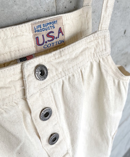 Life Support Products（ライフサポートプロダクツ）の「【COTTON from U.S.A】デニムキャミワンピース（80～160cm）（ワンピース・キッズ・キナリ/ストライプ/ネイビー・90/100/110/120/80/130/95/140/150/160）」の4枚目の写真