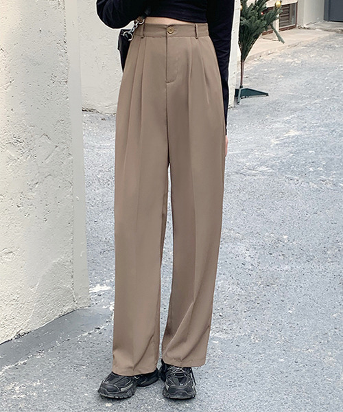 c.u.l（シーユーエル）の「【c.u.l:w】センタープレス ツータックワイドパンツ culw67（スラックス・レディース・ブラック/グレー/ベージュ・L/M）」の9枚目の写真