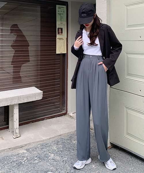 c.u.l（シーユーエル）の「【c.u.l:w】センタープレス ツータックワイドパンツ culw67（スラックス・レディース・ブラック/グレー/ベージュ・L/M）」の22枚目の写真