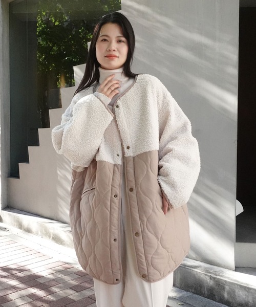 セール】キルティング×ボア切替M-65ショートコート（ブルゾン