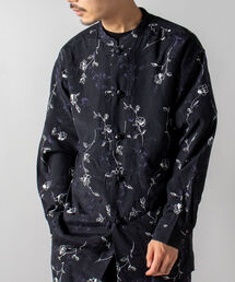 GLOSTER | パジャマカンフーシャツ チャイナシャツ/柄シャツ/ワンマイル/部屋着/ルームウエア/オーバーサイズ/バンドカラー/[3色展開/デニム/ペイズリー/花柄]/[ユニセックス対応](シャツ/ブラウス)