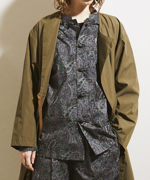 GLOSTER（グロスター）の「【GLOSTER/グロスター】パジャマカンフーシャツ　デニム/ペイズリー/花柄（シャツ/ブラウス・メンズ・インディゴブルー/ブラック系その他/グレー系その他・MEDIUM/LARGE）」の2枚目の写真