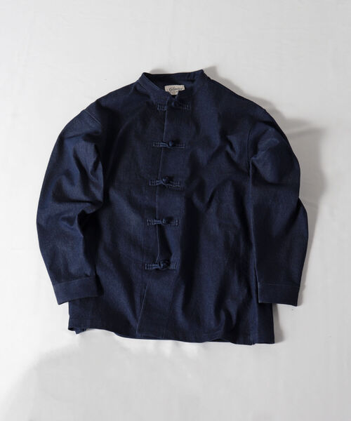 GLOSTER（グロスター）の「【GLOSTER/グロスター】パジャマカンフーシャツ　デニム/ペイズリー/花柄（シャツ/ブラウス・メンズ・インディゴブルー/ブラック系その他/グレー系その他・MEDIUM/LARGE）」の3枚目の写真