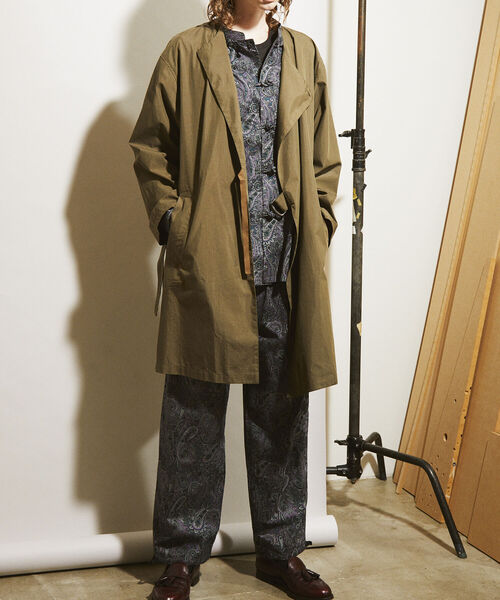 GLOSTER（グロスター）の「【GLOSTER/グロスター】パジャマカンフーシャツ　デニム/ペイズリー/花柄（シャツ/ブラウス・メンズ・インディゴブルー/ブラック系その他/グレー系その他・MEDIUM/LARGE）」の4枚目の写真