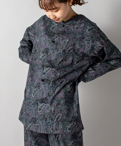 GLOSTER（グロスター）の「【GLOSTER/グロスター】パジャマカンフーシャツ　デニム/ペイズリー/花柄（シャツ/ブラウス・メンズ・インディゴブルー/ブラック系その他/グレー系その他・MEDIUM/LARGE）」の8枚目の写真
