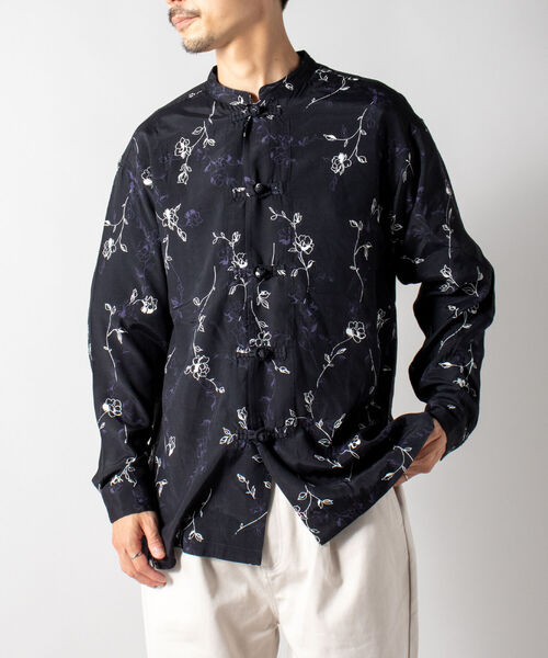 GLOSTER（グロスター）の「【GLOSTER/グロスター】パジャマカンフーシャツ　デニム/ペイズリー/花柄（シャツ/ブラウス・メンズ・インディゴブルー/ブラック系その他/グレー系その他・MEDIUM/LARGE）」の12枚目の写真