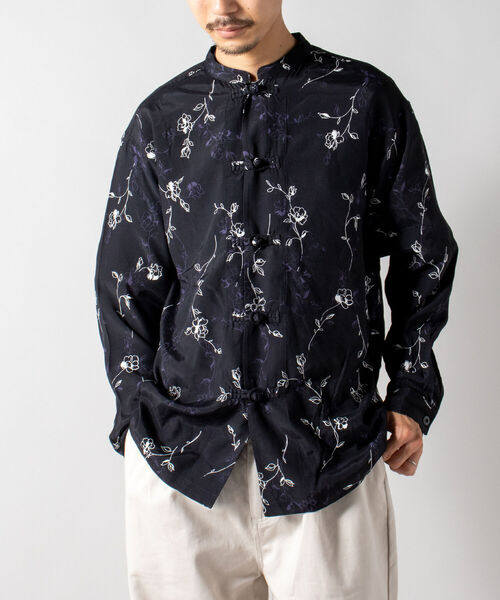 GLOSTER（グロスター）の「【GLOSTER/グロスター】パジャマカンフーシャツ　デニム/ペイズリー/花柄（シャツ/ブラウス・メンズ・インディゴブルー/ブラック系その他/グレー系その他・MEDIUM/LARGE）」の6枚目の写真
