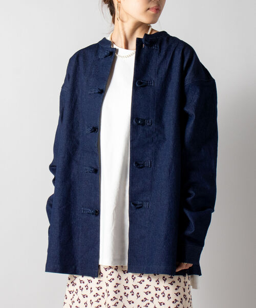 GLOSTER（グロスター）の「【GLOSTER/グロスター】パジャマカンフーシャツ　デニム/ペイズリー/花柄（シャツ/ブラウス・メンズ・インディゴブルー/ブラック系その他/グレー系その他・MEDIUM/LARGE）」の7枚目の写真