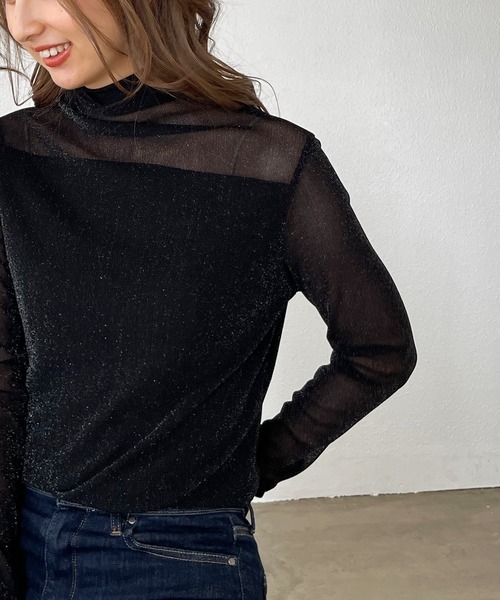 Shelly island（シェリーアイランド）の「ラメシアータートルカットソー（Tシャツ/カットソー・レディース・ホワイト/ブラック/ピンク/ブルー・FREE）」の9枚目の写真