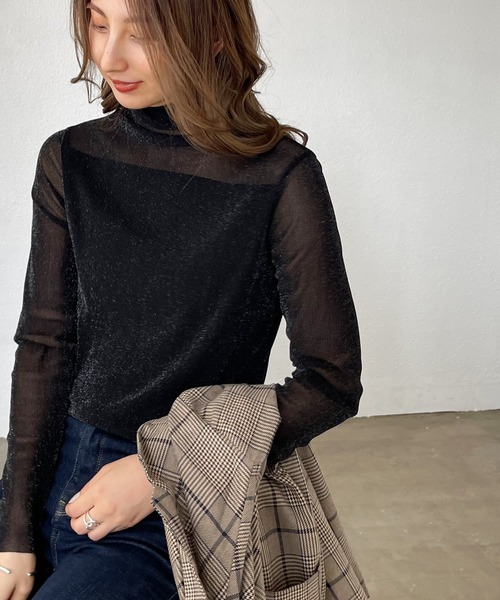 Shelly island（シェリーアイランド）の「ラメシアータートルカットソー（Tシャツ/カットソー・レディース・ホワイト/ブラック/ピンク/ブルー・FREE）」の6枚目の写真