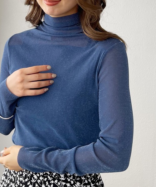 Shelly island（シェリーアイランド）の「ラメシアータートルカットソー（Tシャツ/カットソー・レディース・ホワイト/ブラック/ピンク/ブルー・FREE）」の15枚目の写真