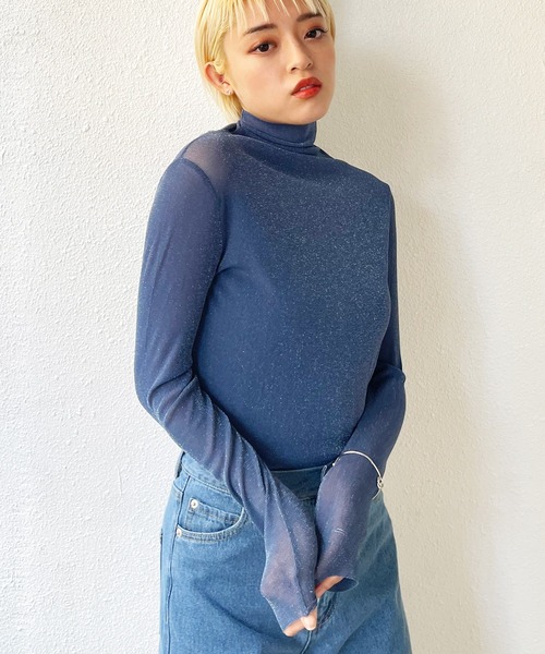 Shelly island（シェリーアイランド）の「ラメシアータートルカットソー（Tシャツ/カットソー・レディース・ホワイト/ブラック/ピンク/ブルー・FREE）」の16枚目の写真