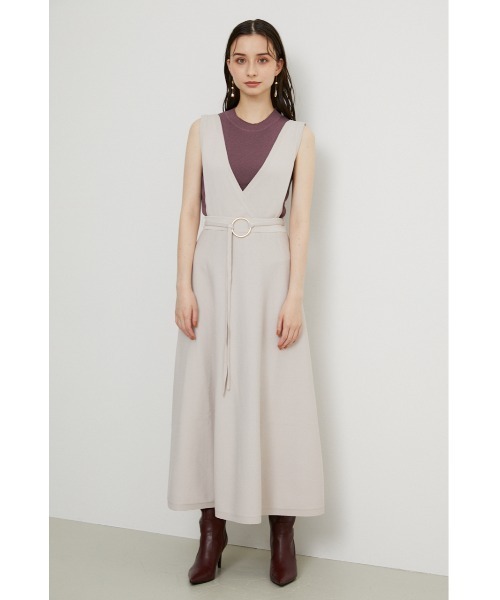 サスペンダーH/Wフレアニットスカート サスペンダー付き ハイウエストフレアスカート（スカート）｜RUIRUE