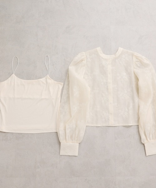one after another NICE CLAUP(ワンアフターアナザーナイスクラップ)の「インナーセットオーガンジーフラワー刺繍ブラウス(シャツ/ブラウス・レディース・オフホワイト/アイボリー/オレンジ系その他・FREE)」の8枚目の写真