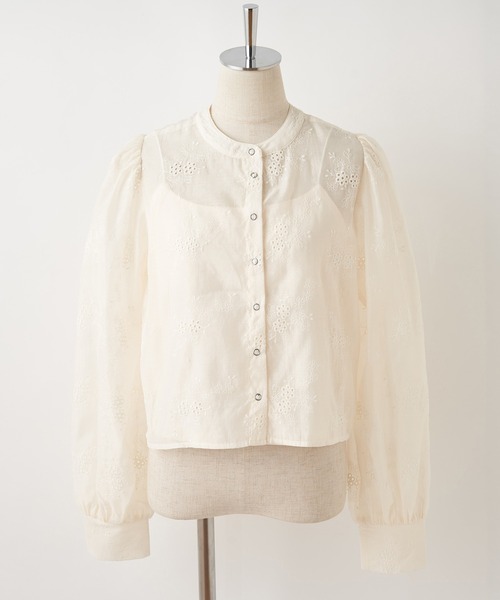 one after another NICE CLAUP(ワンアフターアナザーナイスクラップ)の「インナーセットオーガンジーフラワー刺繍ブラウス(シャツ/ブラウス・レディース・オフホワイト/アイボリー/オレンジ系その他・FREE)」の6枚目の写真