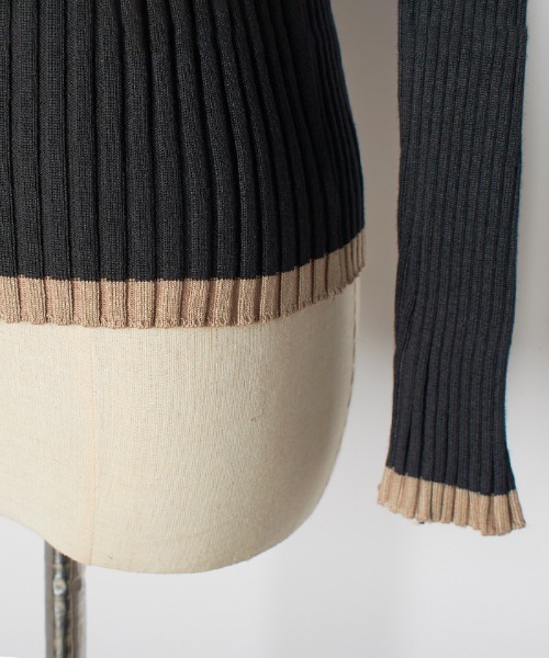 Futier land（フューティアランド）の「パイピングリブニット（ニット/セーター・レディース・チャコールグレー/ブラック/モカ/ライトベージュ/レッドパープル/ライトイエロー/アイボリー/ピンク/ホワイト・FREE）」の14枚目の写真