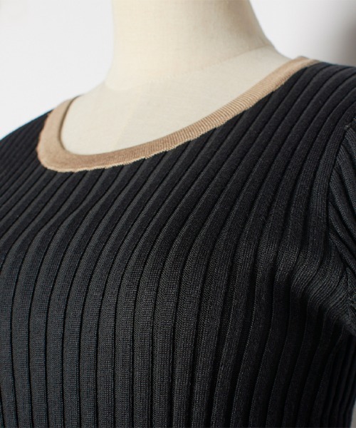 Futier land（フューティアランド）の「パイピングリブニット（ニット/セーター・レディース・チャコールグレー/ブラック/モカ/ライトベージュ/レッドパープル/ライトイエロー/アイボリー/ピンク/ホワイト・FREE）」の18枚目の写真